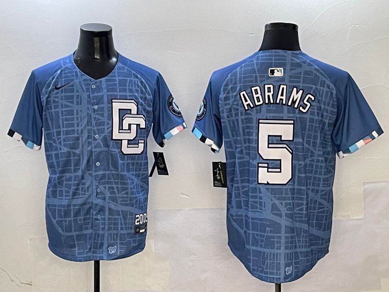 Men Washington Nationals #5 Abrams Blue Joint Name Nike 2025 MLB Jersey style 1